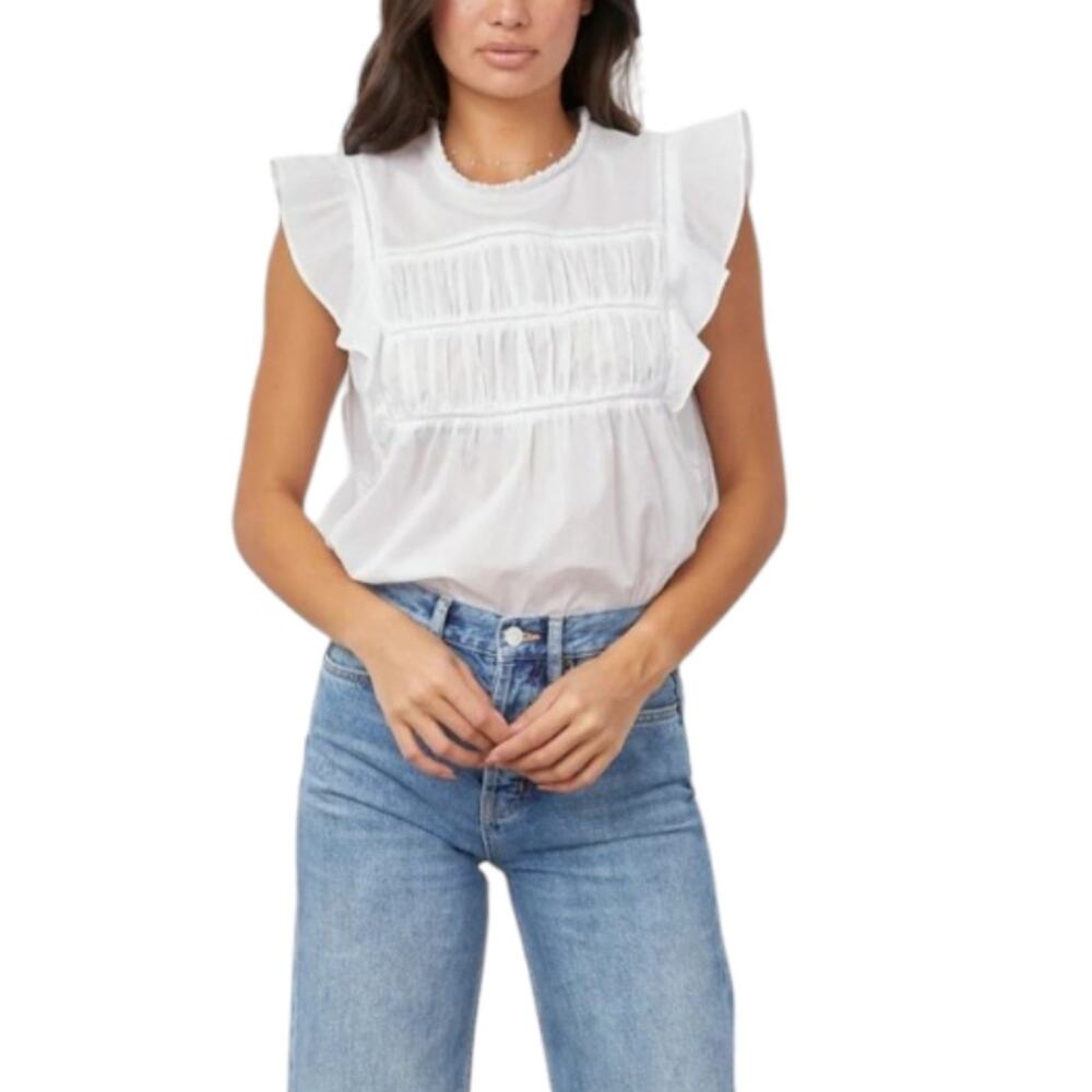 Marc New York Women's White Ruffle Sleeve Feminine Dainty Blouse Plus Size 3X